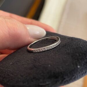 Sterling Silver Pavé Stackable Band -Cubik Zirconia Accent